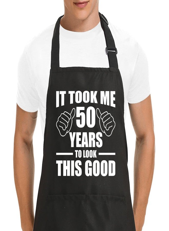 Jpayxese 50th Birthday Gifts for Men, Funny Grilling Aprons for Women with Pockets Kitchen Cooking Chef Apron Gifts for 50 Year Old Woman Grandma Grandpa Dad Mom One Size - Image 1