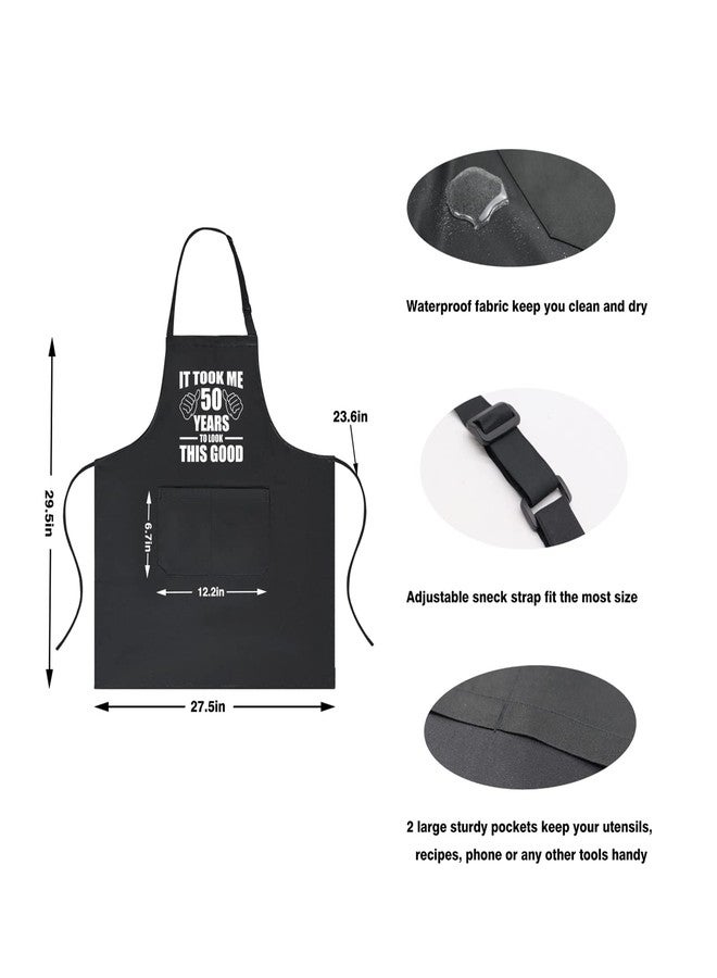 Jpayxese 50th Birthday Gifts for Men, Funny Grilling Aprons for Women with Pockets Kitchen Cooking Chef Apron Gifts for 50 Year Old Woman Grandma Grandpa Dad Mom One Size - Image 5