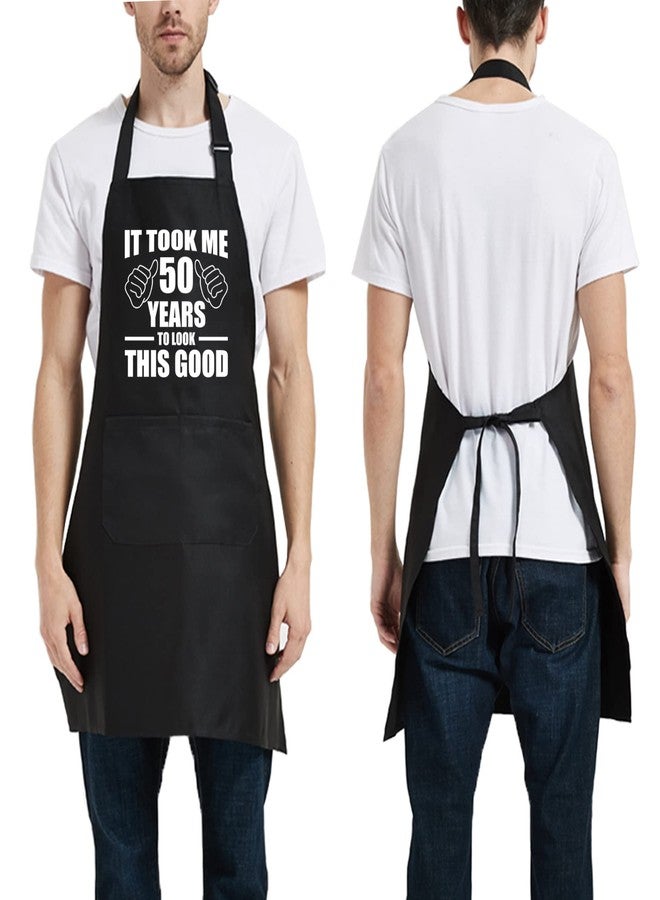 Jpayxese 50th Birthday Gifts for Men, Funny Grilling Aprons for Women with Pockets Kitchen Cooking Chef Apron Gifts for 50 Year Old Woman Grandma Grandpa Dad Mom One Size - Image 4