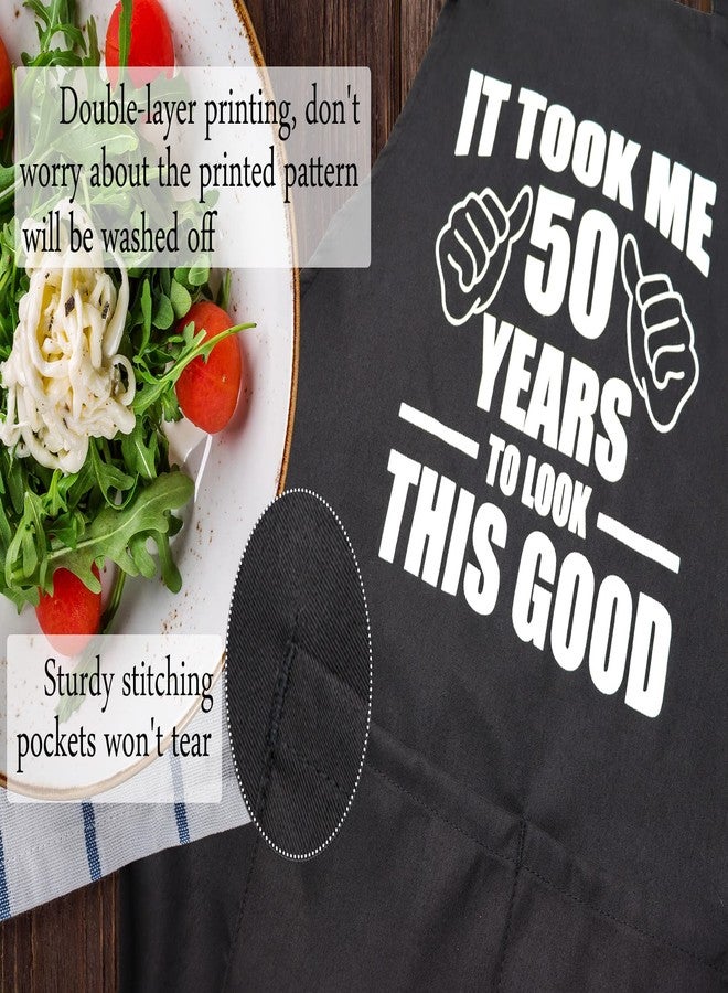 Jpayxese 50th Birthday Gifts for Men, Funny Grilling Aprons for Women with Pockets Kitchen Cooking Chef Apron Gifts for 50 Year Old Woman Grandma Grandpa Dad Mom One Size - Image 3