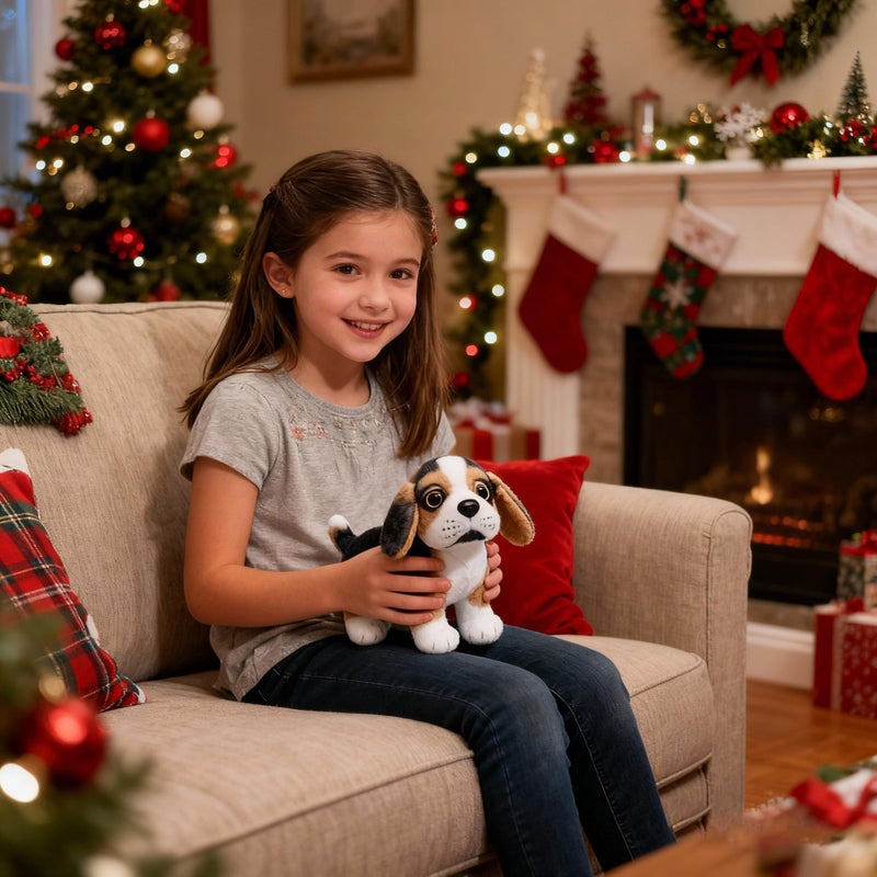 YONLIT Lifelike Beagle Stuffed Animal Animated Plush Puppy Toy Doll Super Realistic Dogs Act Like Real Excellent Gifts for Kids Birthday Party Dog Collection 9 Inches (Beagle) - Image 5