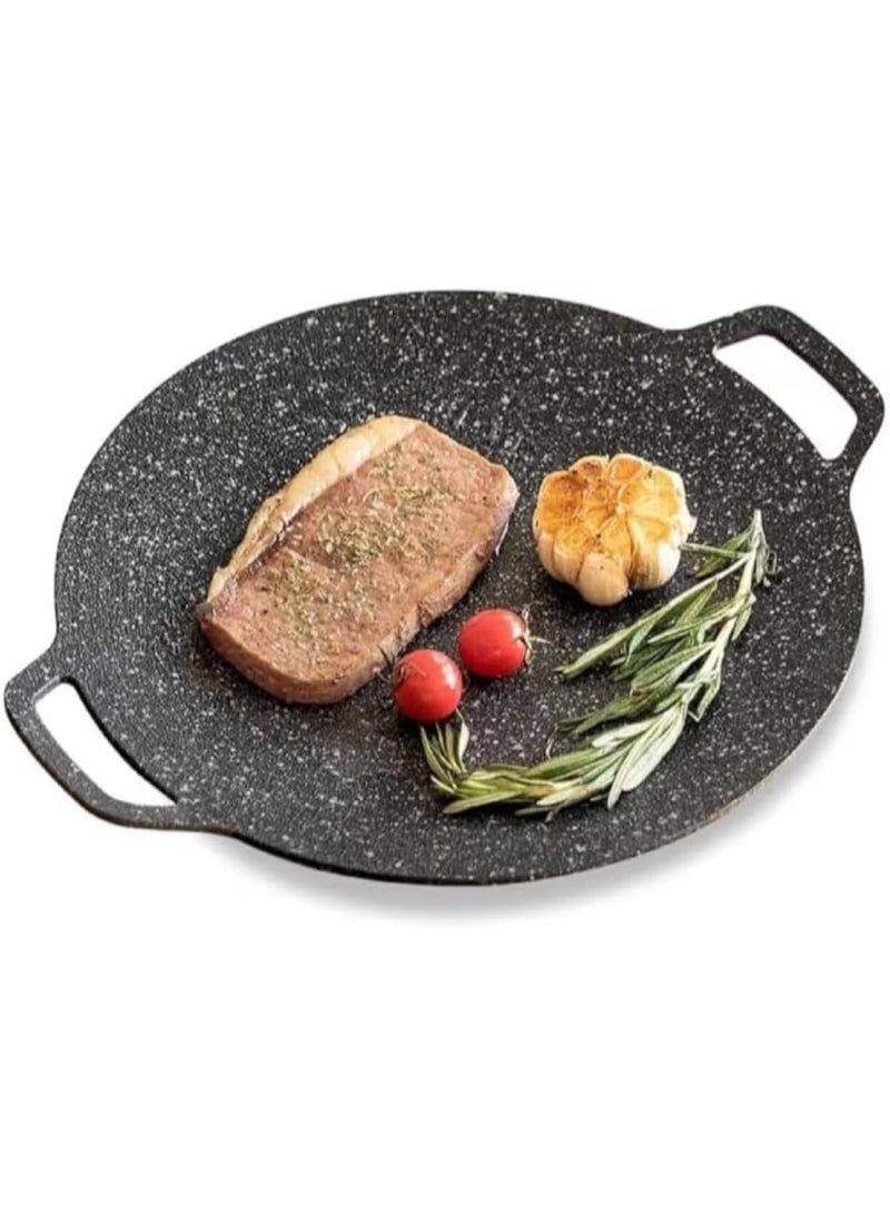 Portable Non-Stick Stone Grill Pan 36 cm – Multi-function Korean BBQ Pan, Baking Tray with Double Handle for Home and Outdoor Use - Image 1
