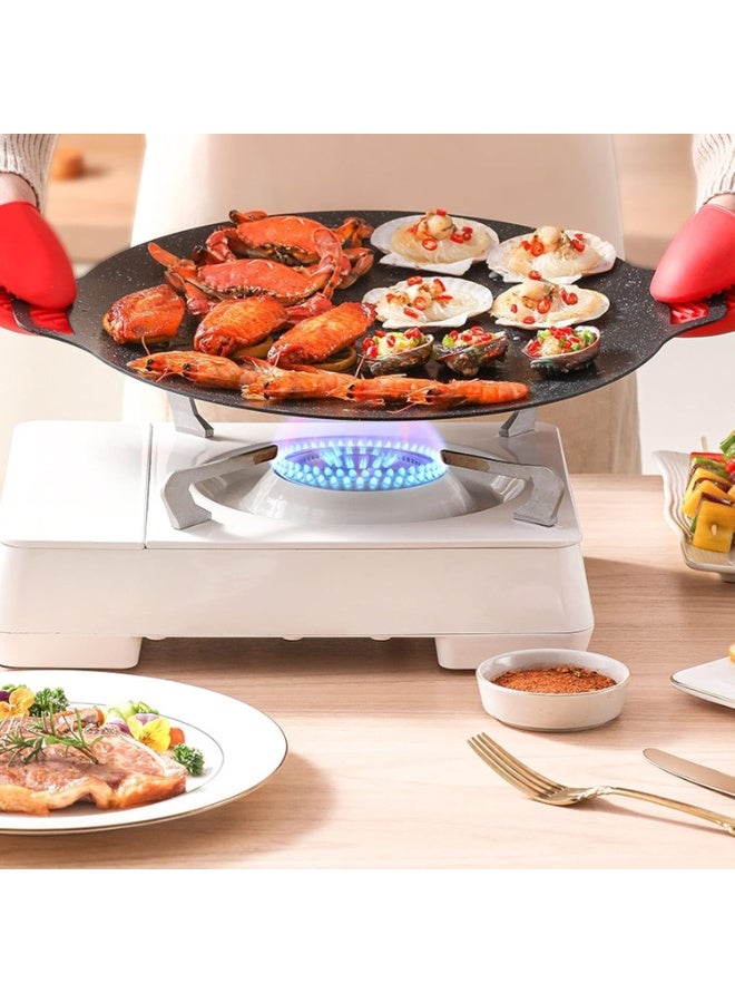 Portable Non-Stick Stone Grill Pan 36 cm – Multi-function Korean BBQ Pan, Baking Tray with Double Handle for Home and Outdoor Use - Image 4