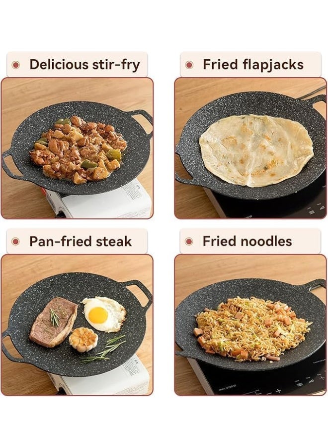 Portable Non-Stick Stone Grill Pan 36 cm – Multi-function Korean BBQ Pan, Baking Tray with Double Handle for Home and Outdoor Use - Image 3