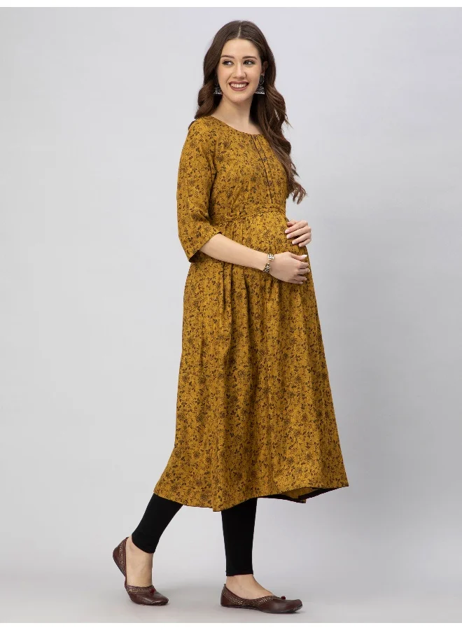 CEE 18 Women's Cotton Rayon A-Line Maternity Feeding Kurti with Zippers