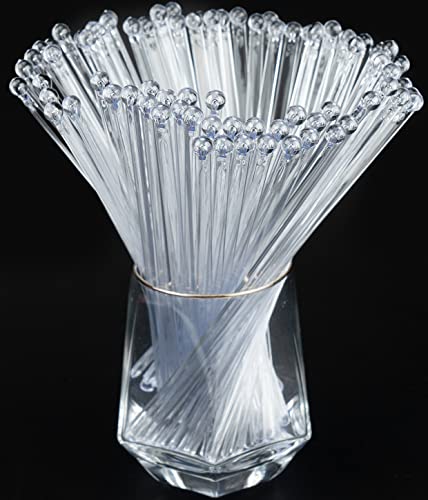 hapray hapray 100PCS Clear Plastic Swizzle Sticks Crystal Cake Pops Cocktail Coffee Drink Stirrers Lolipop Stick 724 Inch 