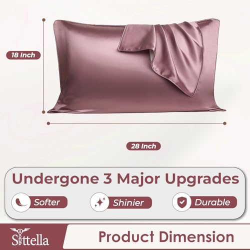 SITTELLA® 72x46 cm Set of 2 Satin Silk Pillow Covers | 600 TC Soft Pillowcase for Hair & Skin | Envelope Closure | Rose |1 Free Scrunchie Included - Image 2