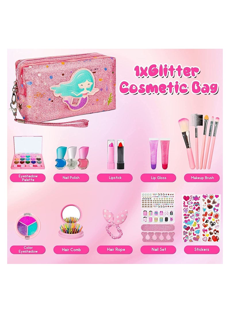 WAMBORY Kids Makeup Kit - 21pcs Pretend Makeup for Girls, Fake Makeup with Little Girls Purse, Play Makeup, Toy Gift for Girls Age 5-12 Year Old for Birthday Christmas, Safe & Washable Play Makeup Set - Image 2