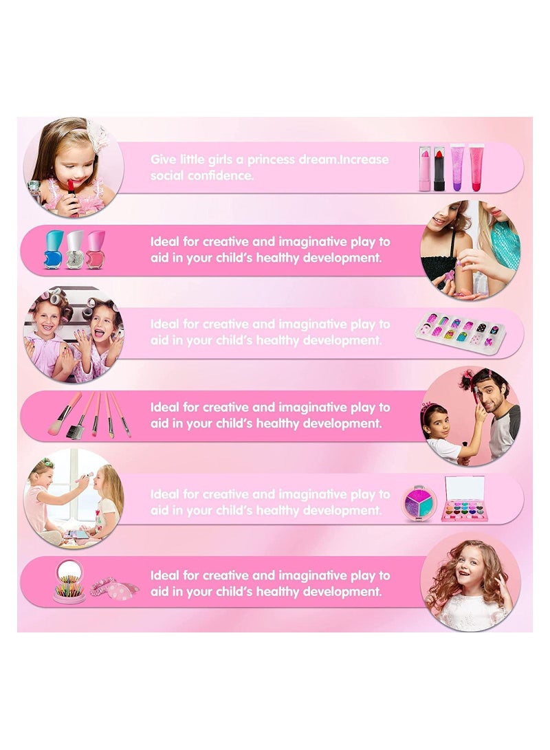 WAMBORY Kids Makeup Kit - 21pcs Pretend Makeup for Girls, Fake Makeup with Little Girls Purse, Play Makeup, Toy Gift for Girls Age 5-12 Year Old for Birthday Christmas, Safe & Washable Play Makeup Set - Image 5