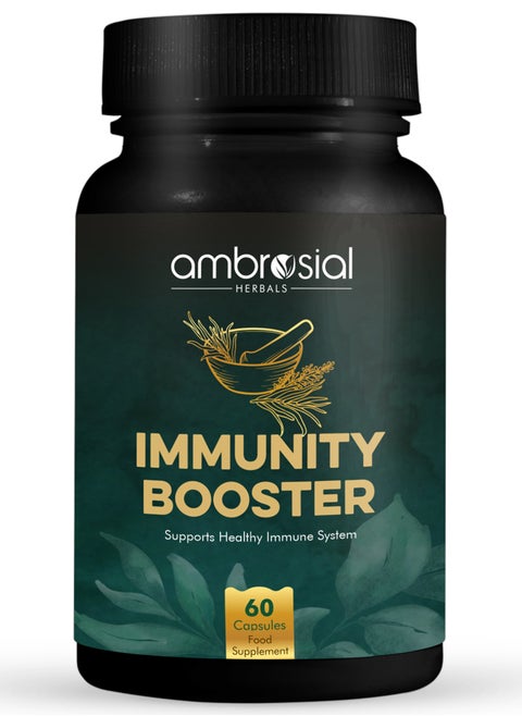 Ambrosial Herbal Immunity Booster for Immune Support| Blend of 6 Natural Herbs| High Strength Immune System Vitamins with Amla, Ashwagandha, Giloy, Turmeric, Black Pepper & Licorice| 60 Veg Capsules