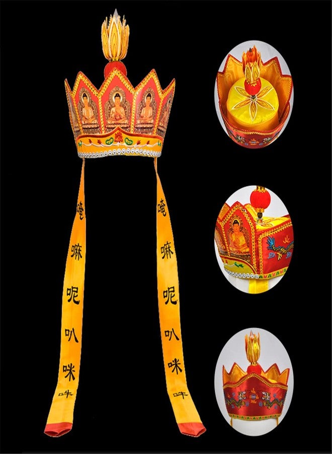 UXOWOXU Chinese Style Five Buddha Hat/Monk Hat/Buddhist Hat/Monk's Cap for Perform Religious Rite - Image 2