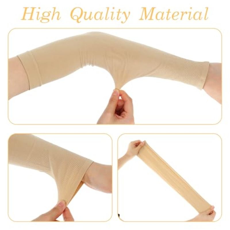 Beige Arm Sleeves 2 Pairs For Elderly Skin Protection - Tear Resistant Nylon Construction Breathable Quick Drying Protective Sleeves for Thin Skin Bruise Protection - Image 3