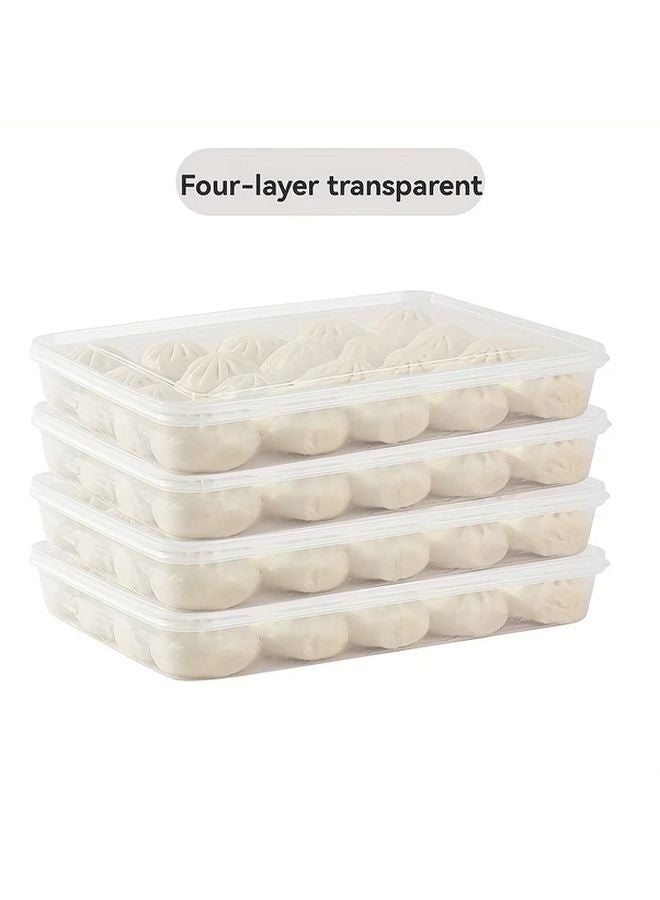 4 قطع حاويات طعام شفافة من البلاستيك الغذائي القابل للترتيب والتخزين المحكم - Image 1