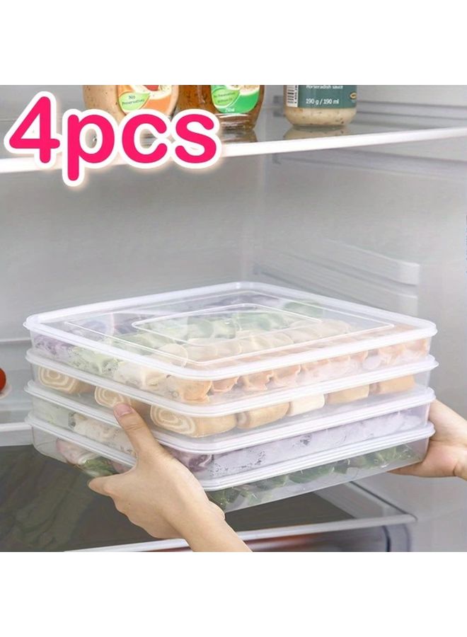 4 قطع حاويات طعام شفافة من البلاستيك الغذائي القابل للترتيب والتخزين المحكم - Image 2