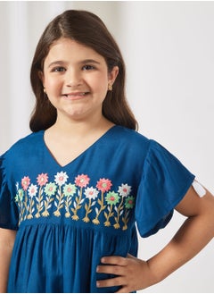 HANA & SARA Kids Embroidered Detail Jalabiya  - Image 3