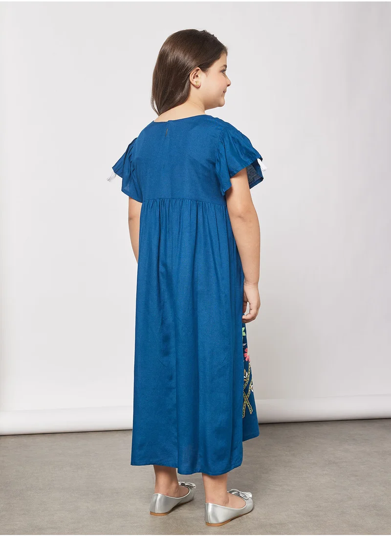 HANA & SARA Kids Embroidered Detail Jalabiya