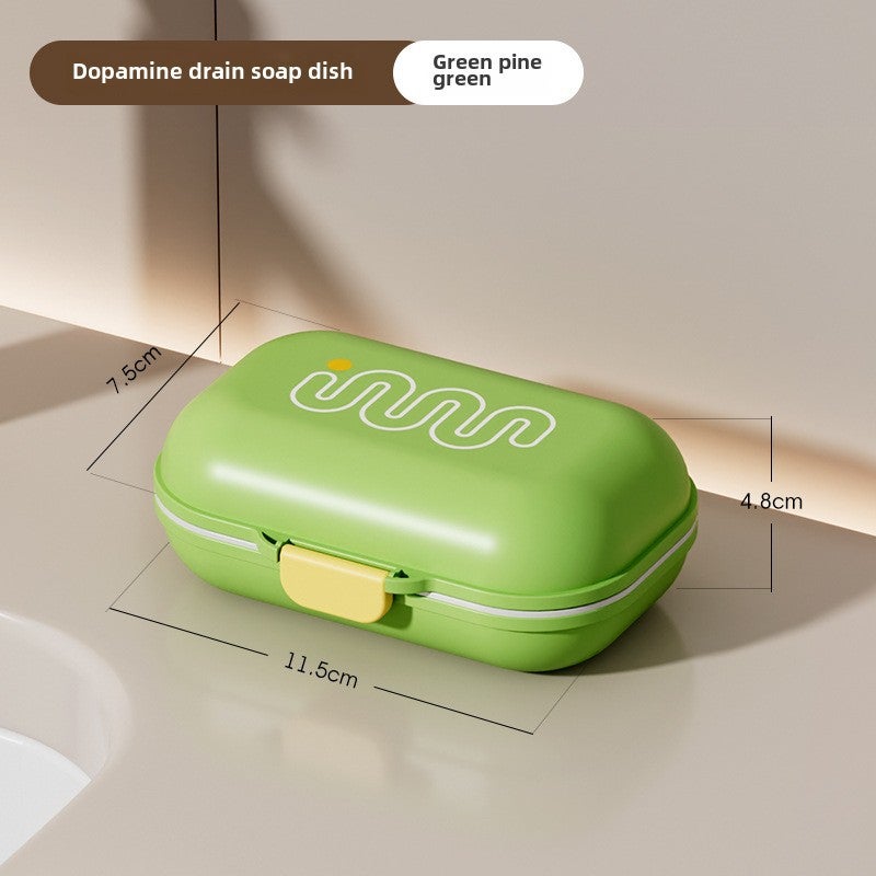 Luxury Travel Soap Box with Drainage Lid Green pine green [with sealing ring]