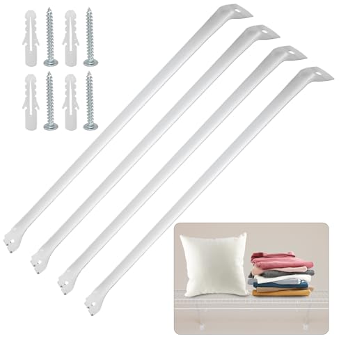 Uenhoy 4 Pack White 12 Inch Support Brackets for Wire Shelving Wire Shelf Brackets Closet Shelf Bracket for Wardrobe Closet Support with Anchors and Screws - Image 3