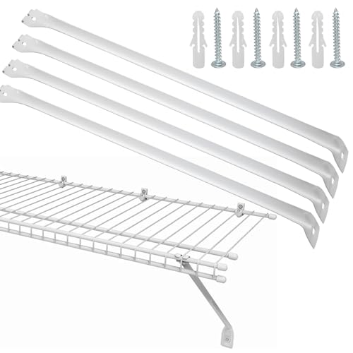 Uenhoy 4 Pack White 12 Inch Support Brackets for Wire Shelving Wire Shelf Brackets Closet Shelf Bracket for Wardrobe Closet Support with Anchors and Screws - Image 1