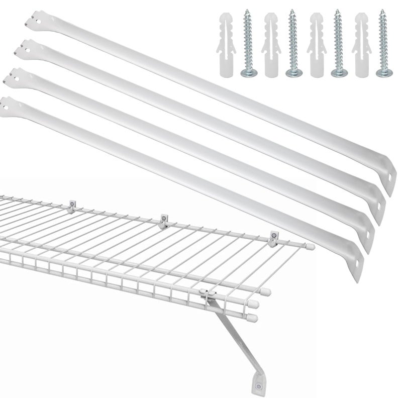 Uenhoy 4 Pack White 12 Inch Support Brackets for Wire Shelving Wire Shelf Brackets Closet Shelf Bracket for Wardrobe Closet Support with Anchors and Screws - Image 2