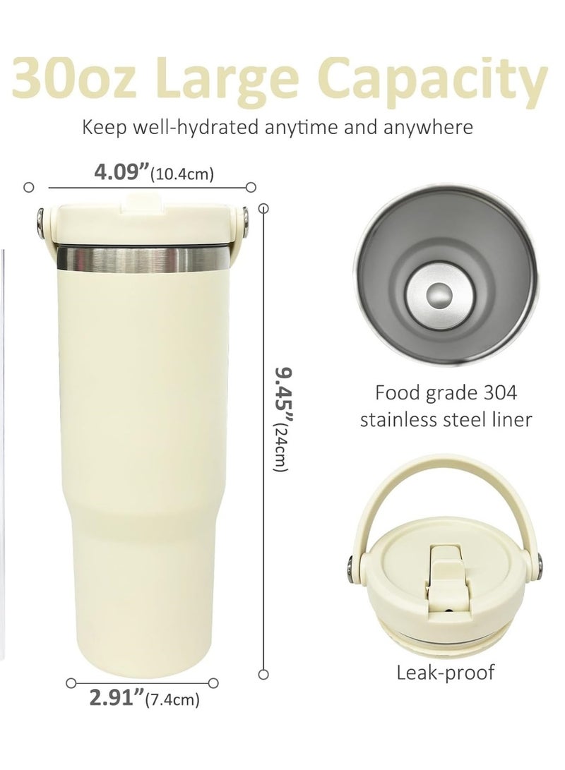 مج معزول مزدوج الطبقات بسعة ٩٠٠ مل مع مقبض، كوب ماء محمول من الفولاذ المقاوم للصدأ، معزول حراريًا- مناسب لأي مكان - Image 5