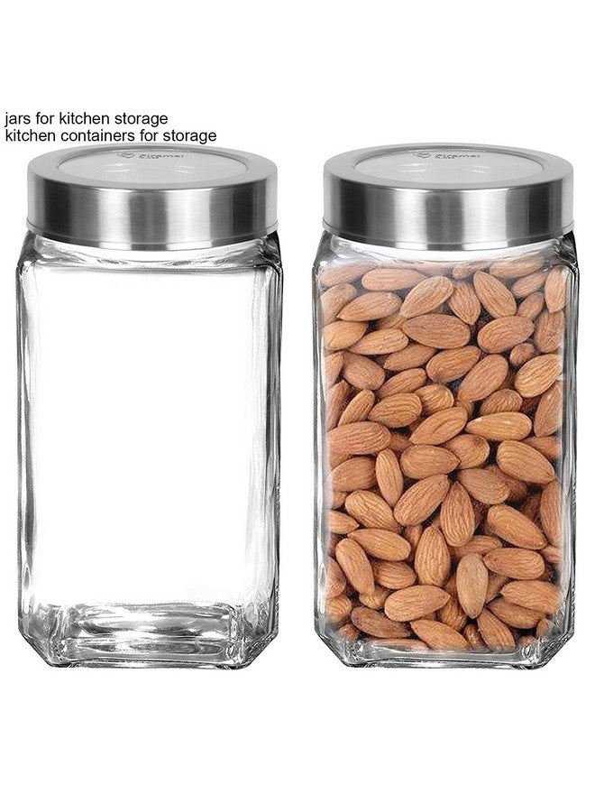 BrezzyCloud Brezzycloud Piraml Glass Cubical Square Transparent Jars & Containers for Kitchen Pantry, Snacks, Masala, Jams, Pickles, Cookies, Dry Fruits, Coffee Beans Storage 1KG Jar with Lid, 1liter, Set of 6 - Image 4