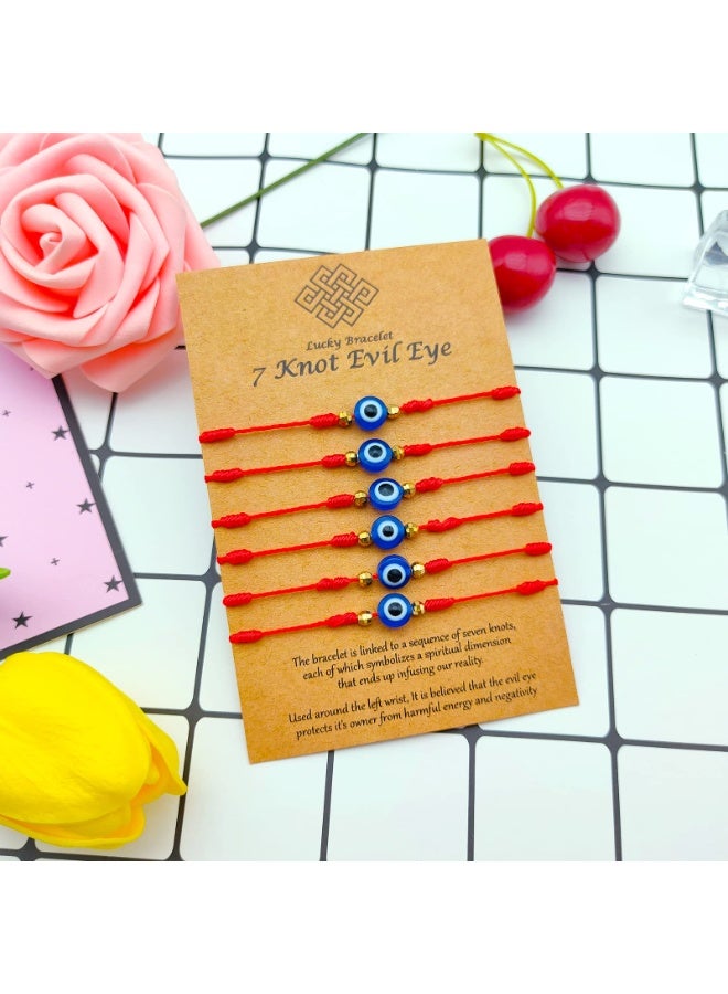 Evil Eye Bracelets 7 Knot Lucky Protection Bracelets Red Evil Eye Bracelets Pack Bracelet for Family Evil Eye Bracelet for Women Men Baby 7 Knot Protection Lucky Bracelet Adjustable Red String Amulet