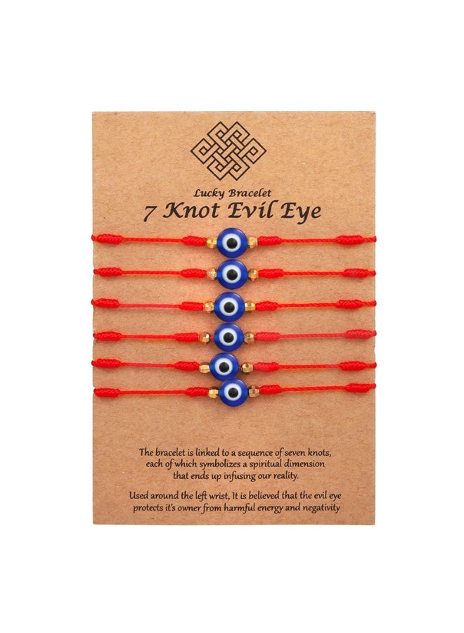 Evil Eye Bracelets 7 Knot Lucky Protection Bracelets Red Evil Eye Bracelets Pack Bracelet for Family Evil Eye Bracelet for Women Men Baby 7 Knot Protection Lucky Bracelet Adjustable Red String Amulet