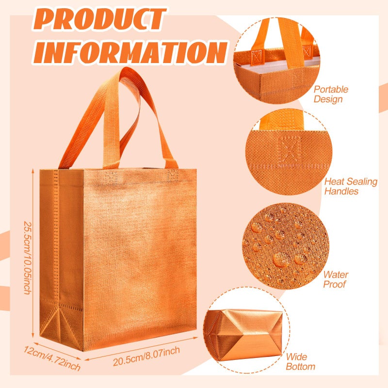 Eccliy 80 Pieces Gift Bags Set Glossy Reusable Tote with Handle Grocery Bags for Wedding, Easter, Valentines, Spring Events(10 x 8 x 4.7 Inch,Orange) - Image 5