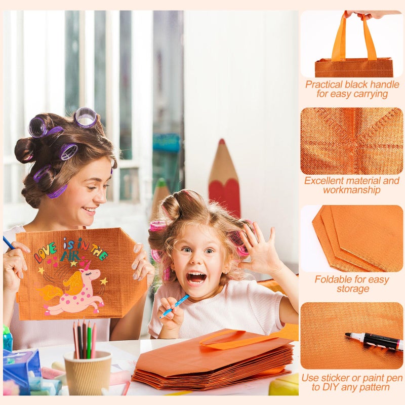 Eccliy 80 Pieces Gift Bags Set Glossy Reusable Tote with Handle Grocery Bags for Wedding, Easter, Valentines, Spring Events(10 x 8 x 4.7 Inch,Orange) - Image 4