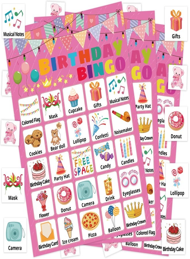 Leezead Birthday Bingo Game for Boys Girls Adults, 24 Players Birthday Bingo Cards Birthday Party Supplies Fun Birthday Party Bingo Game for School Classroom Family Birthday Holiday Party Activities - Image 1