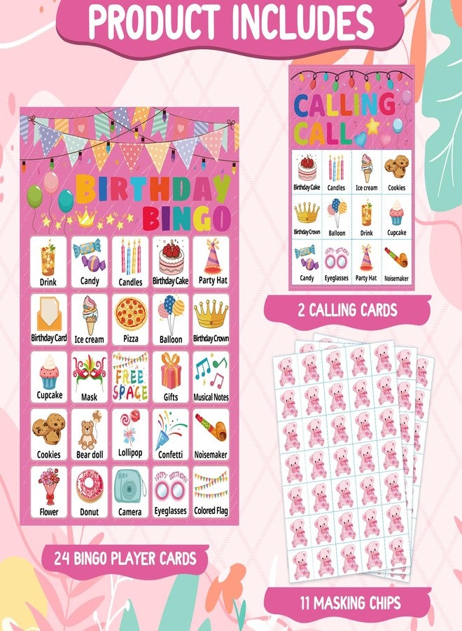 Leezead Birthday Bingo Game for Boys Girls Adults, 24 Players Birthday Bingo Cards Birthday Party Supplies Fun Birthday Party Bingo Game for School Classroom Family Birthday Holiday Party Activities - Image 2