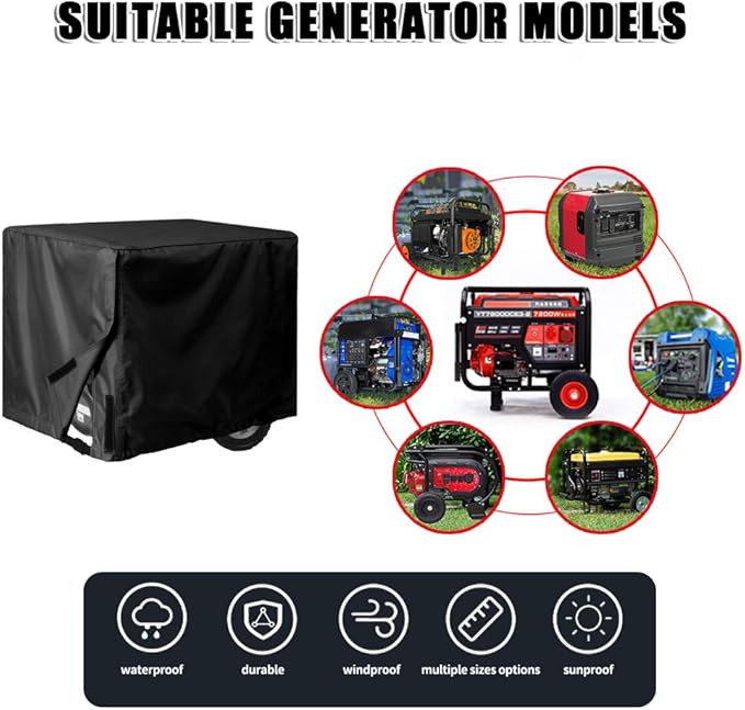 Outdoor Generator Cover for Generac 5500W 5500W-4400W, 420D Heavy Duty Water-Resistant Portable Generator Cover, Rain & Dirt Protection with Windproof Buckle Straps,C C normal - Image 4