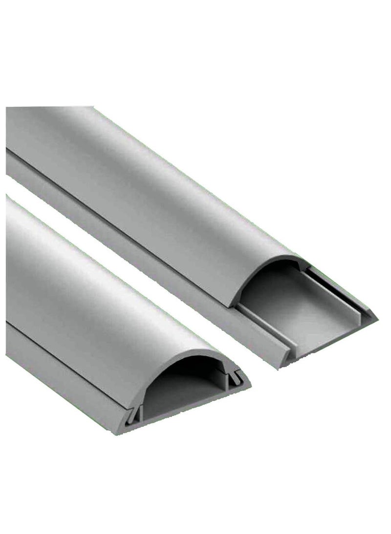 2Pcs Pvc Floor Trunking With Self-Adhesive Red Sticker ,Grey 14X48Mm - Paintable Cable Management And On-Wall Wire Cover, 1 Meter - Image 1