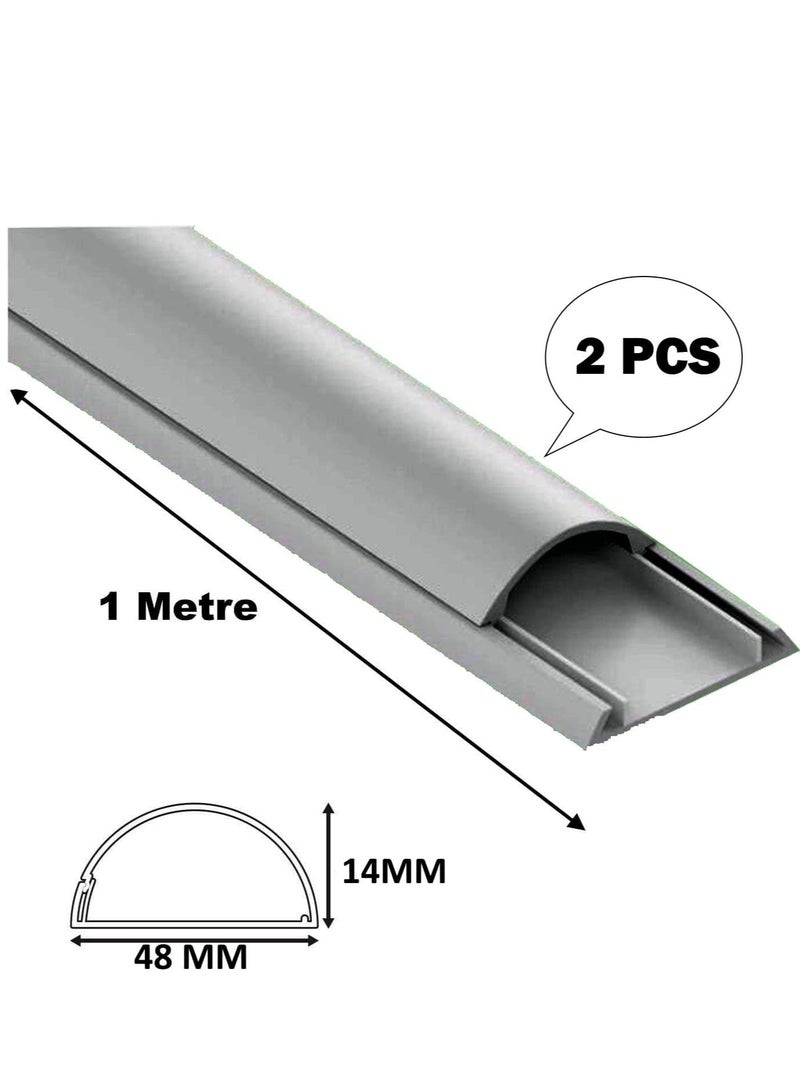 2Pcs Pvc Floor Trunking With Self-Adhesive Red Sticker ,Grey 14X48Mm - Paintable Cable Management And On-Wall Wire Cover, 1 Meter - Image 2