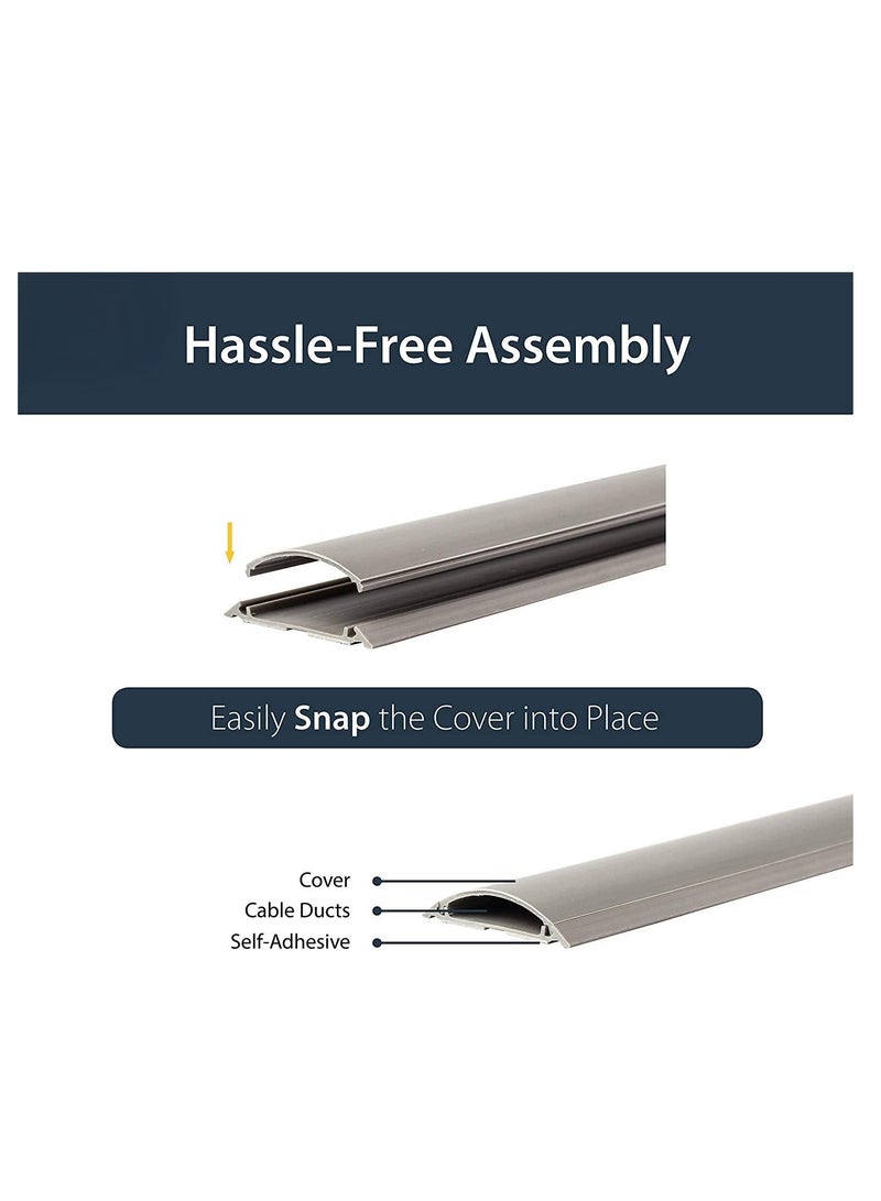 2Pcs Pvc Floor Trunking With Self-Adhesive Red Sticker ,Grey 14X48Mm - Paintable Cable Management And On-Wall Wire Cover, 1 Meter - Image 3