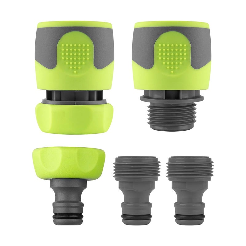 Flexzilla Garden Hose Quick-Connect Fittings, 5-Piece Coupler & Plug Kit - Image 1