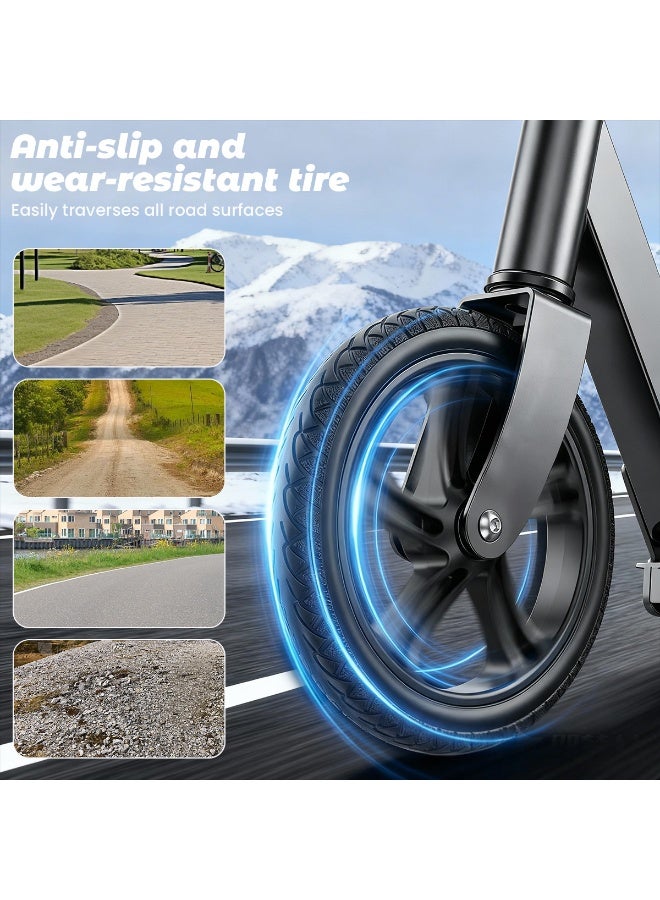 Adjustable Height Folding Kick Scooter with Large Sturdy Wheels Rear Brake Runner for a Smooth Ride Lightweight 2 Wheel Kids Scooter for Scooter for Kids Age 6+ Teens and Adults (Black) - Image 2