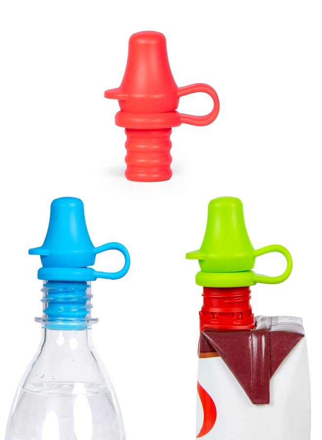 Kiddikap Original Water Bottle Topper for Toddlers – 100% Silicone Sippy Top Spout with Protective Cap makes the Bottle Top a Spill Proof Lid for Kids and Adults - 3 Pack - Original - Image 1