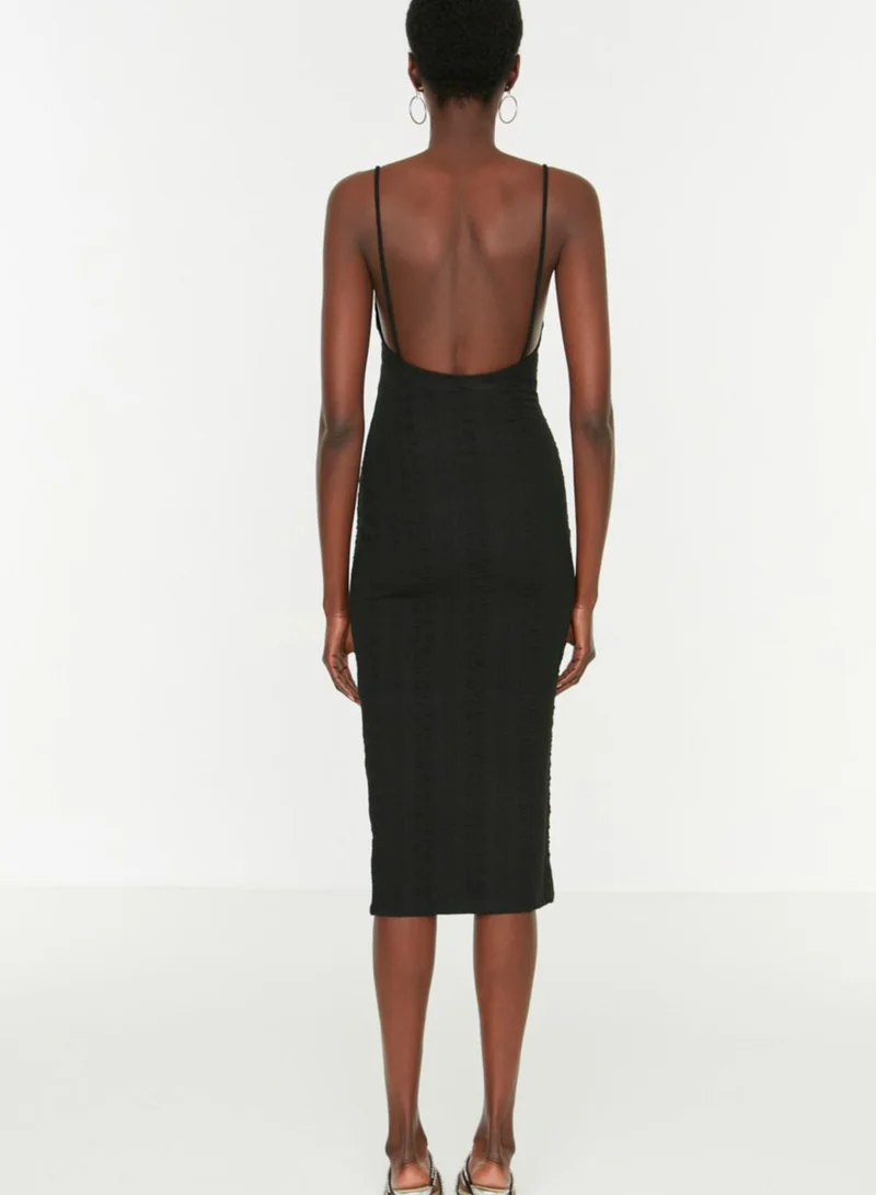 trendyol Plunge Neck Strappy Knitted Dress