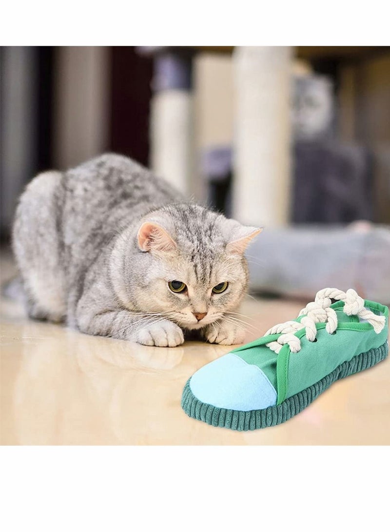 Y&D Dog Chew Toy Mini Sneakers Shoes Squeaky Toy Pet Molar Bite for Puppy Cats Small Animals Supplies Training and Cleaning Teeth Health Green Orange 2 Pcs  - Image 5