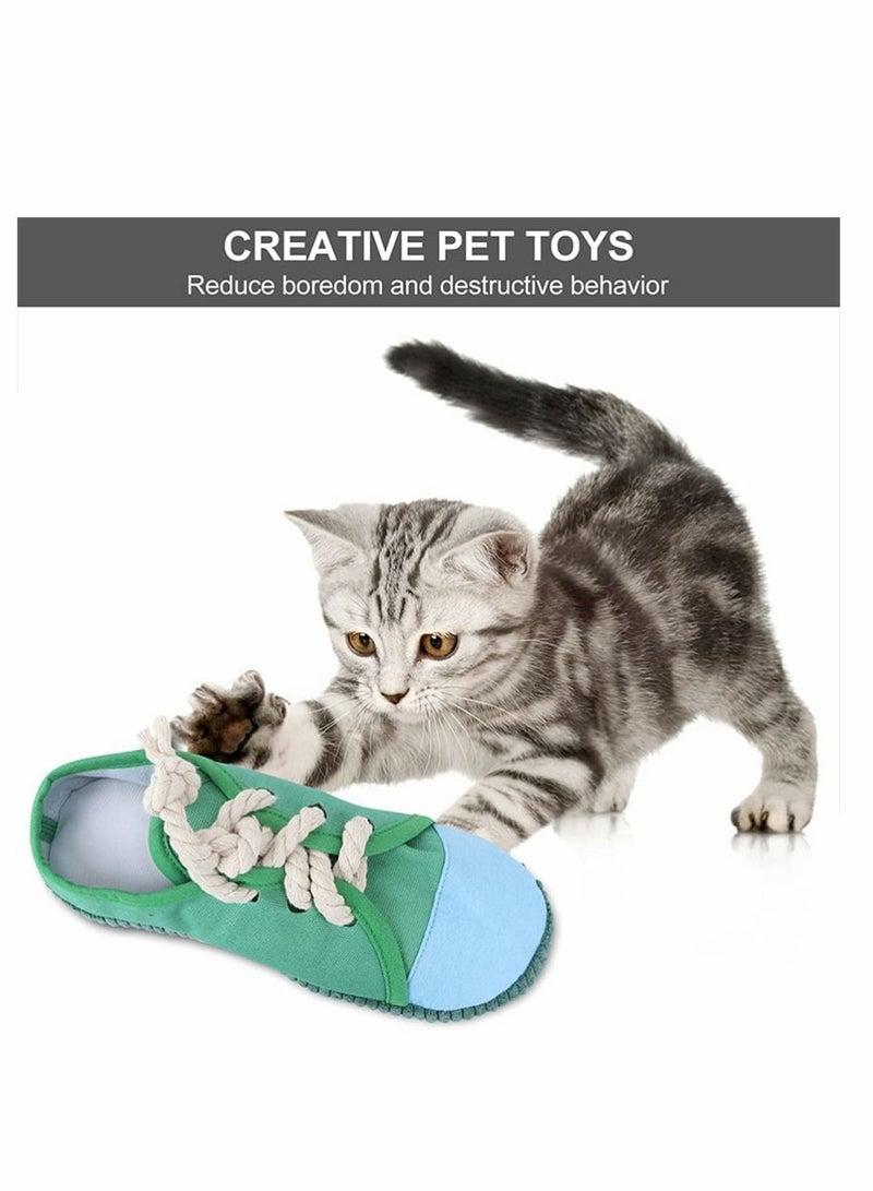 Y&D Dog Chew Toy Mini Sneakers Shoes Squeaky Toy Pet Molar Bite for Puppy Cats Small Animals Supplies Training and Cleaning Teeth Health Green Orange 2 Pcs  - Image 4
