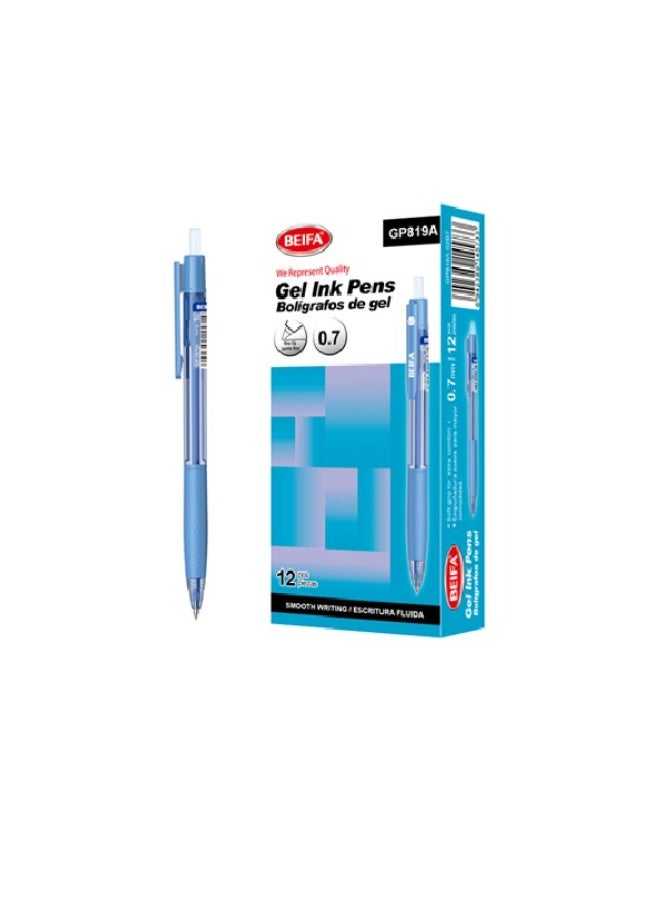 Beifa Gel Pen with Spring and Grip Quick Dry 0.7 mm blue model GP819A-02B7