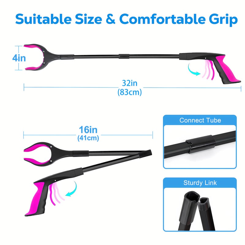 POPDA Grabber Reacher Tool - 32â€ Extra Long Foldable Gripper and Reaching Tool - Heavy Duty Pick Up Stick Grabbers for Seniors, Trash, Surgery Recovery Must Haves Gifts (Black Purple) - Image 3