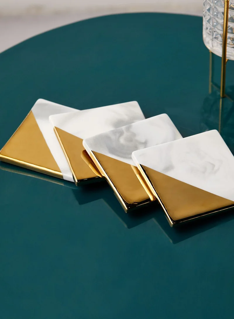 AURORA Set Of 4 Marble & Gold Coasters