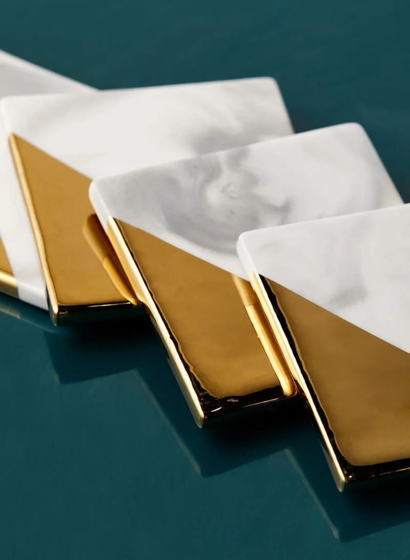 AURORA Set Of 4 Marble & Gold Coasters