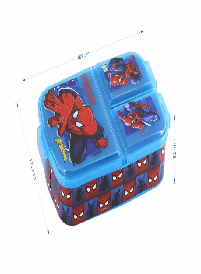 SKi Homeware Trio 3 Compartment Bento Lunch/Snack Box For Your Kids' School, Picnic, Sports - For Return Gifts Or Party Favours- Spiderman, Blue - Image 5