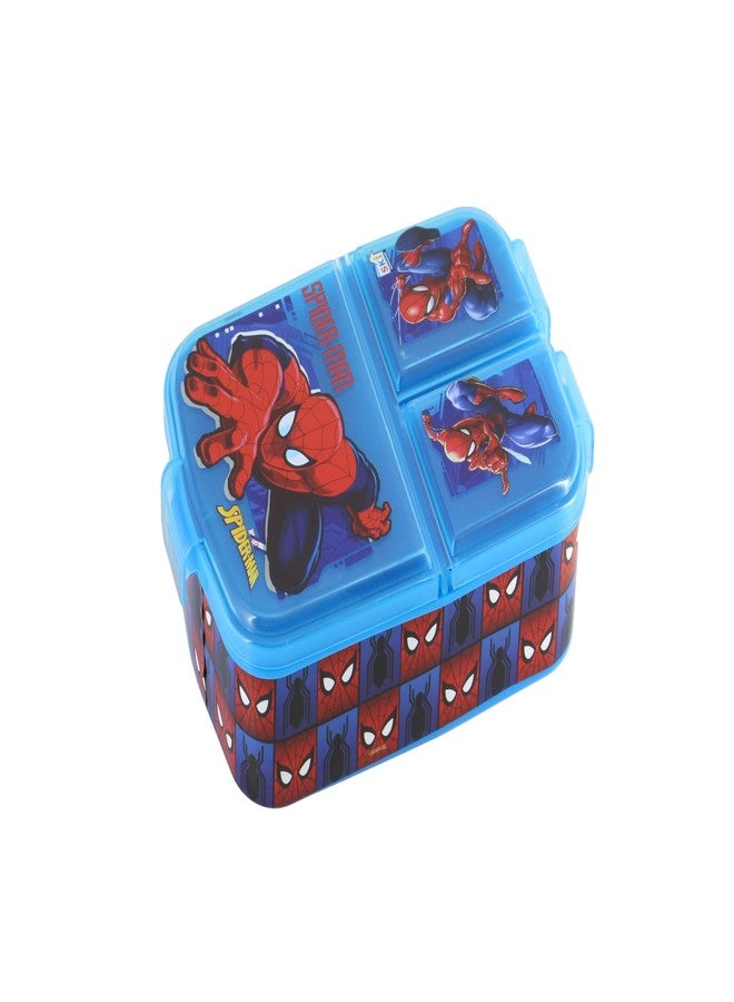 SKi Homeware Trio 3 Compartment Bento Lunch/Snack Box For Your Kids' School, Picnic, Sports - For Return Gifts Or Party Favours- Spiderman, Blue - Image 2