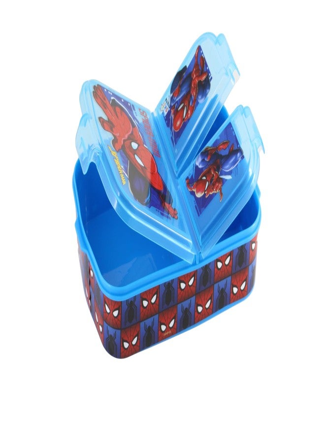 SKi Homeware Trio 3 Compartment Bento Lunch/Snack Box For Your Kids' School, Picnic, Sports - For Return Gifts Or Party Favours- Spiderman, Blue - Image 3