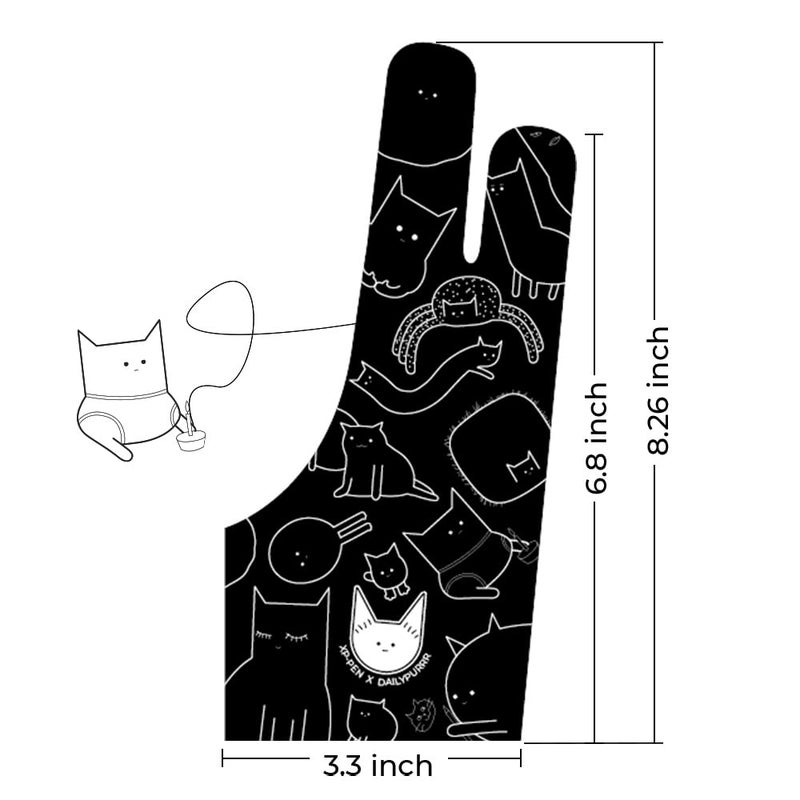 XPPen Digital Drawing Glove - Two-Finger Artist Glove with Cute Cat Print, Suitable for Right and Left Hand - Image 4